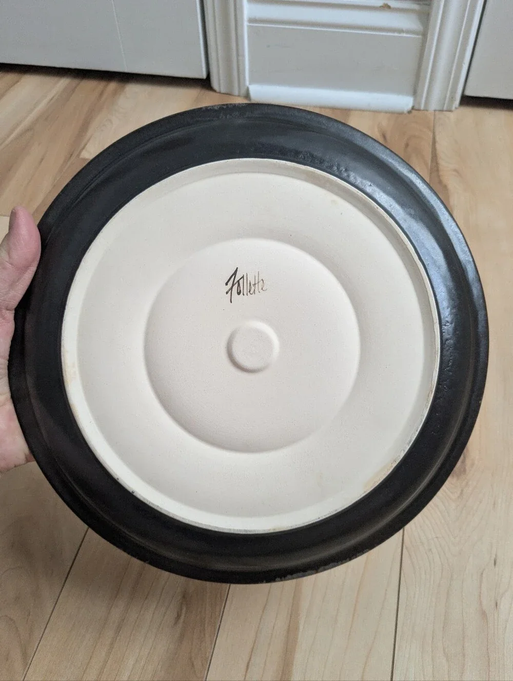 FOLLETTE Pottery Bread & Oil Dipping Platter Plate Cystaline Glaze